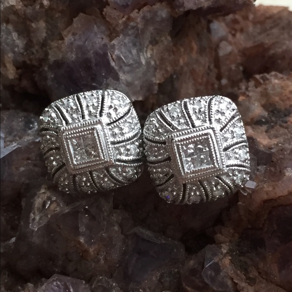 Jewelry - 14K Solid White Gold Diamond Stud Earrings